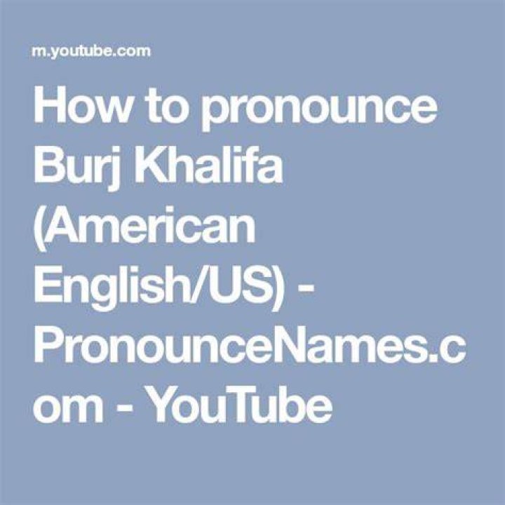 How to pronounce burj khalifa